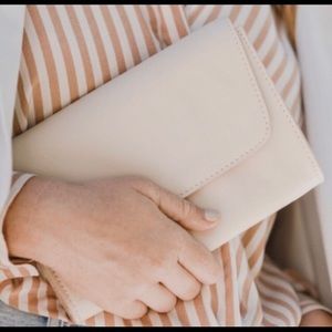Vegan Leather cream envelope clutch